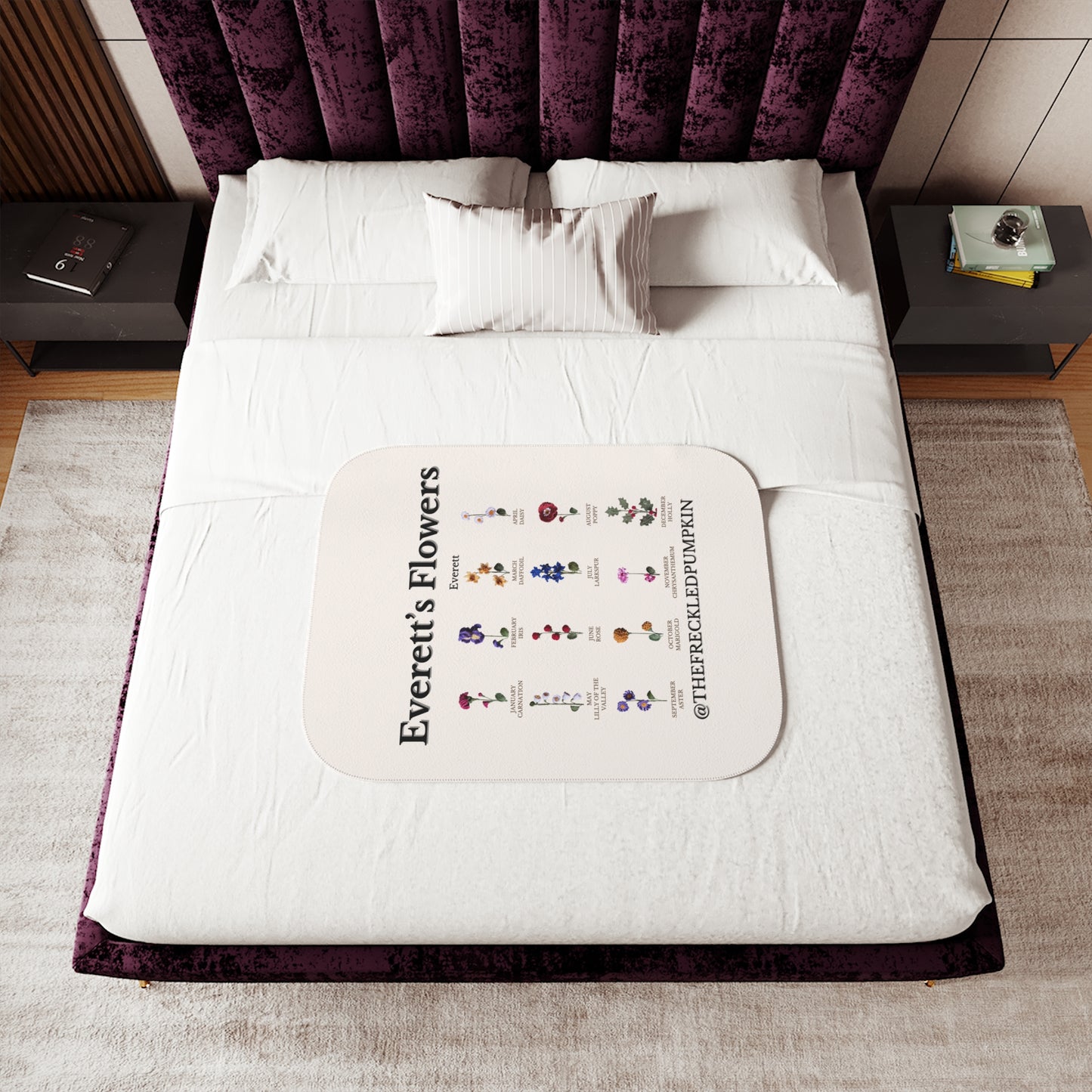 Cozy Floral Sherpa Blanket, Everetts Flowers Design