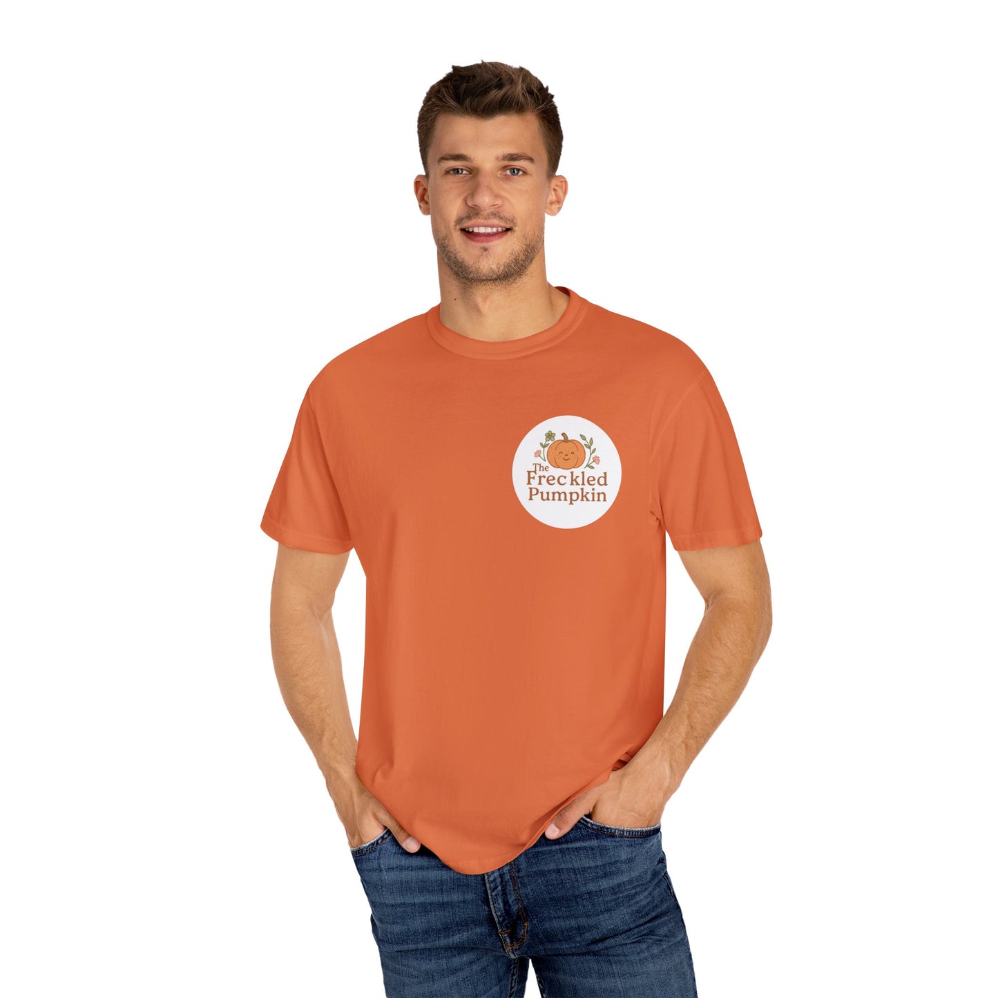 The Freckled Pumpkin Logo Engraving Unisex Comfort Colors T-shirt
