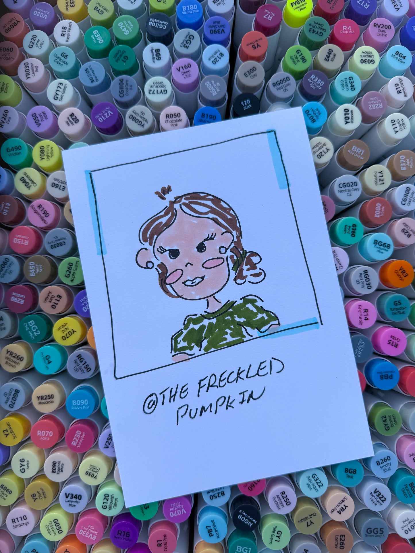 The Freckled Pumpkin Doodle Pumpkin Portrait Card 4x6 Personalized Hand-Drawn Artwork for Special Moments (Live Drawing Photobooth)