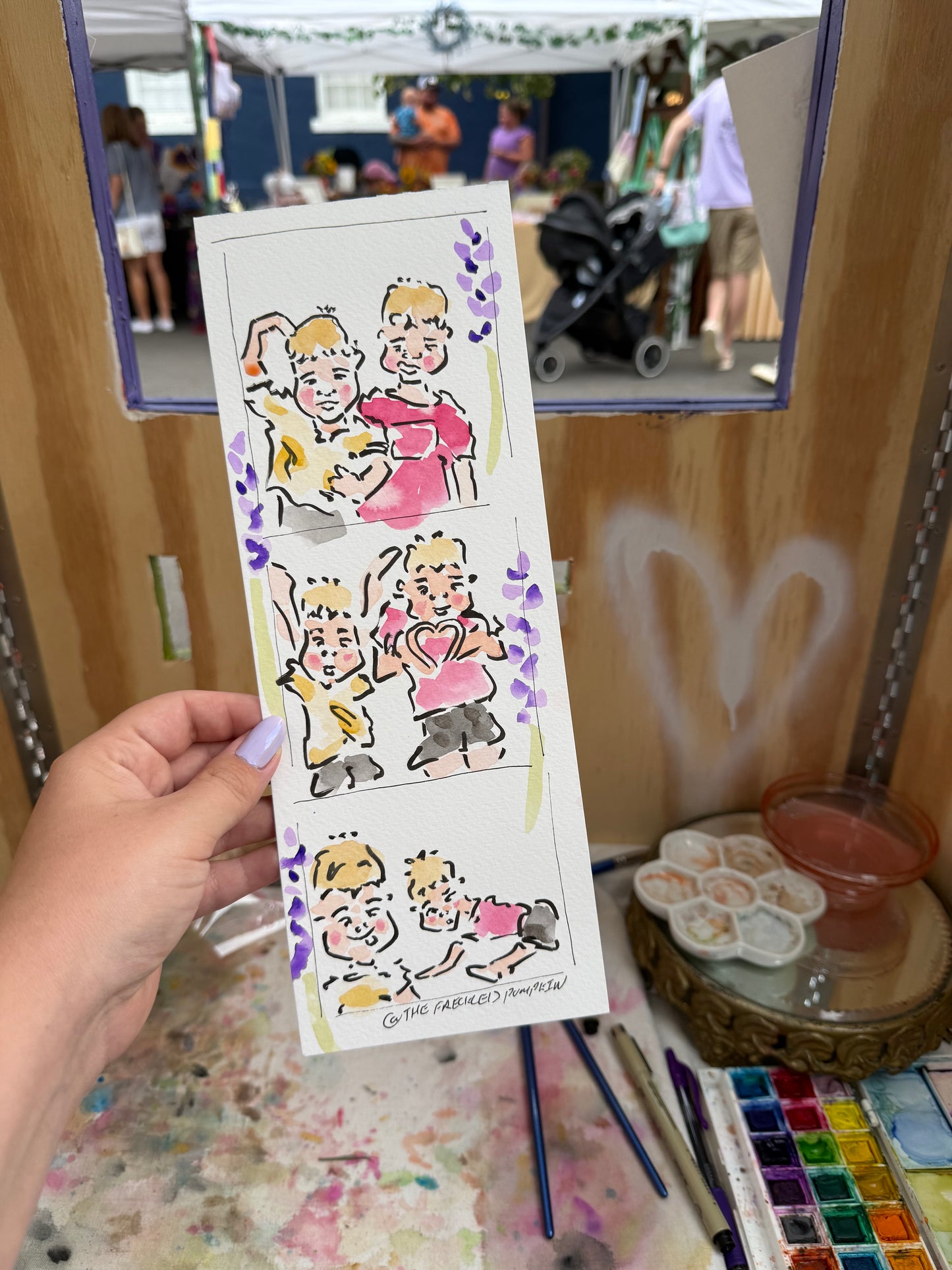 JUMBO Doodle Strip 4x12 Watercolor Painted Photo Strip (Copy)