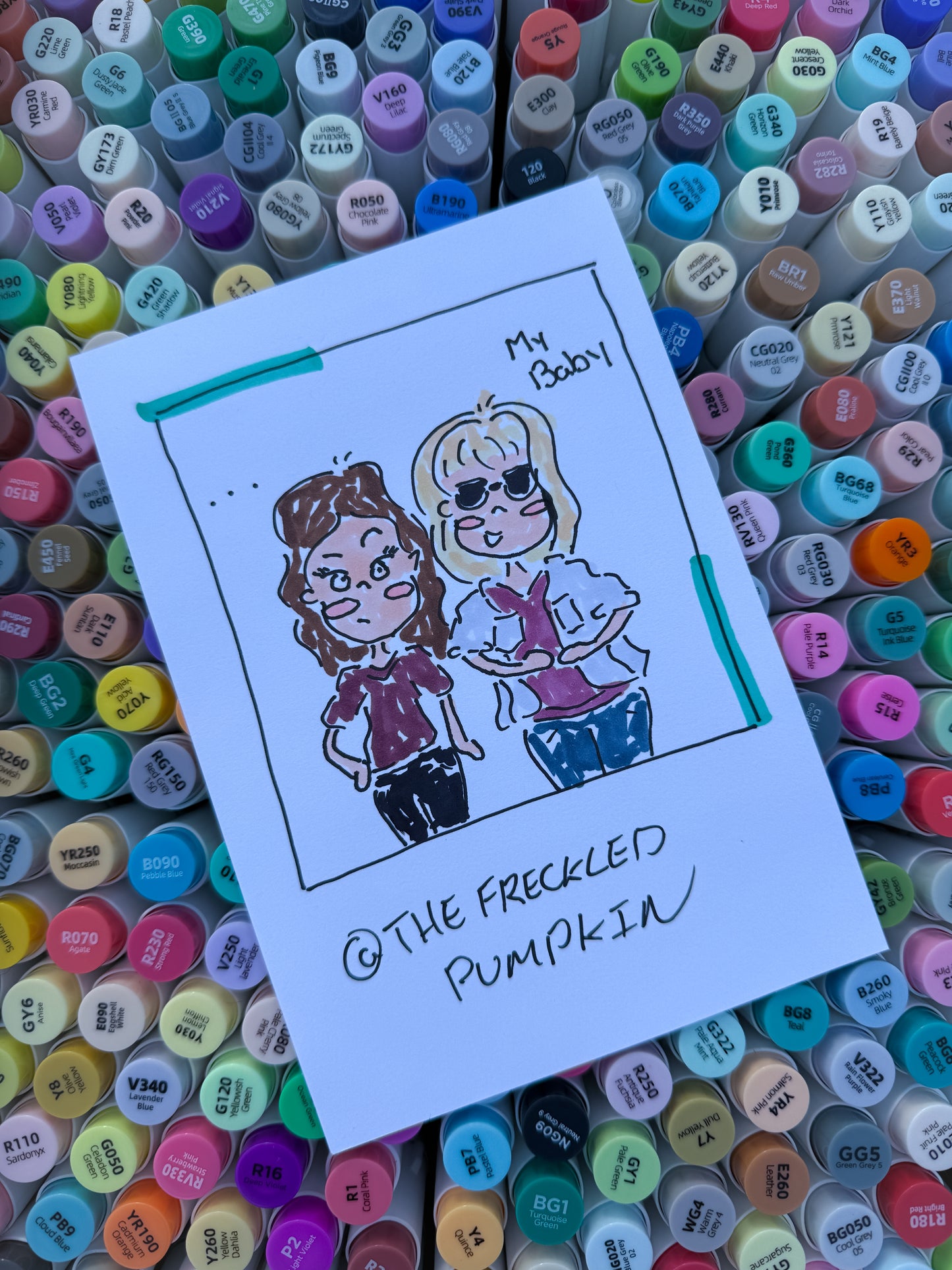 The Freckled Pumpkin Doodle Pumpkin Portrait Card 4x6 Personalized Hand-Drawn Artwork for Special Moments (Live Drawing Photobooth)