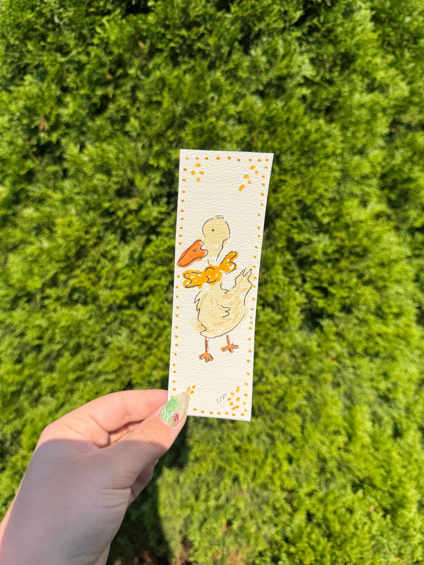 Yellow Duck Whimsical Watercolor Bookmark