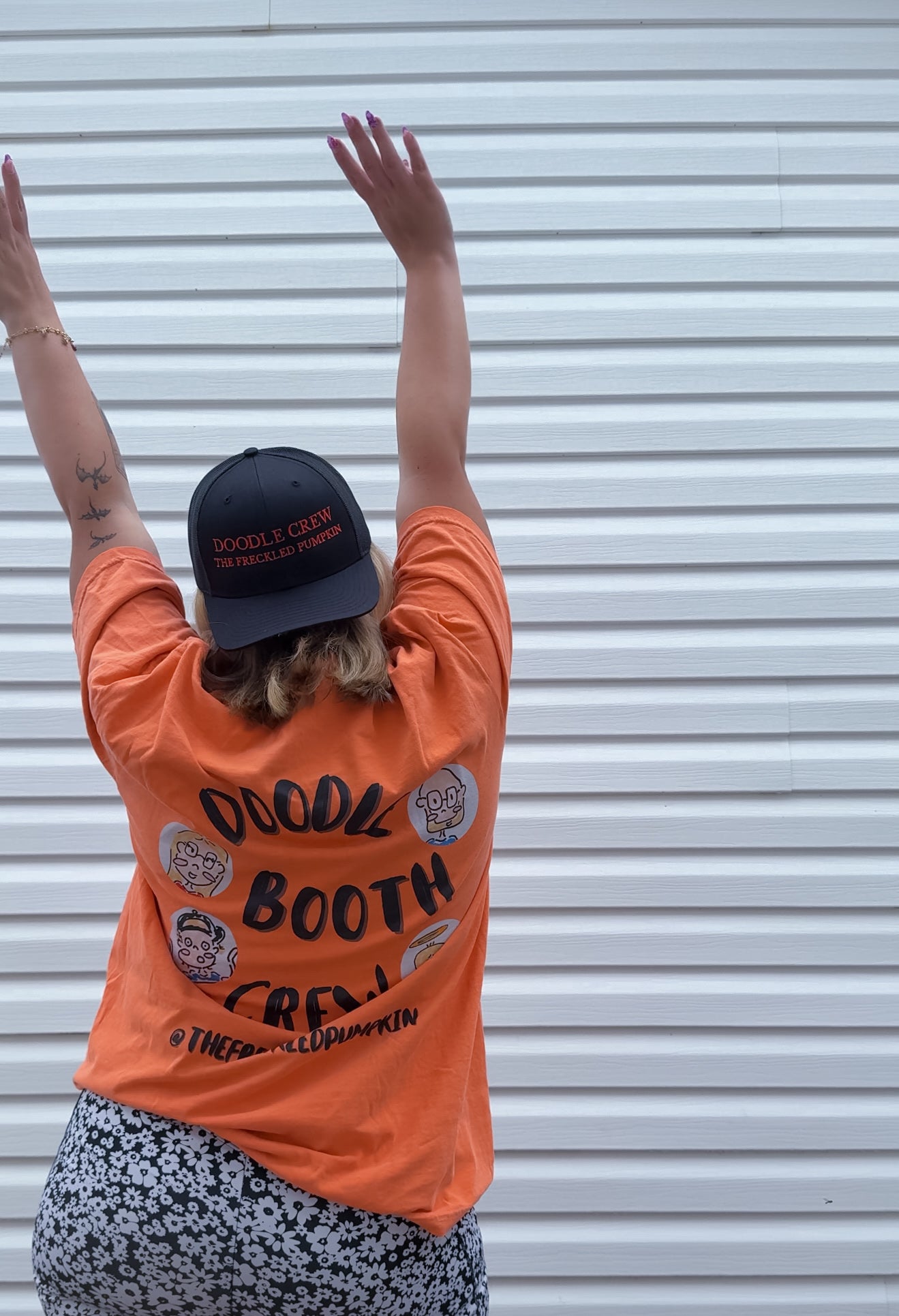 ✍️ Doodle Crew Snapback Trucker Cap, Embroidered Cap for Gardeners, Outdoor Enthusiasts, Eco-Friendly Gift, Unique Style, Casual Fashion