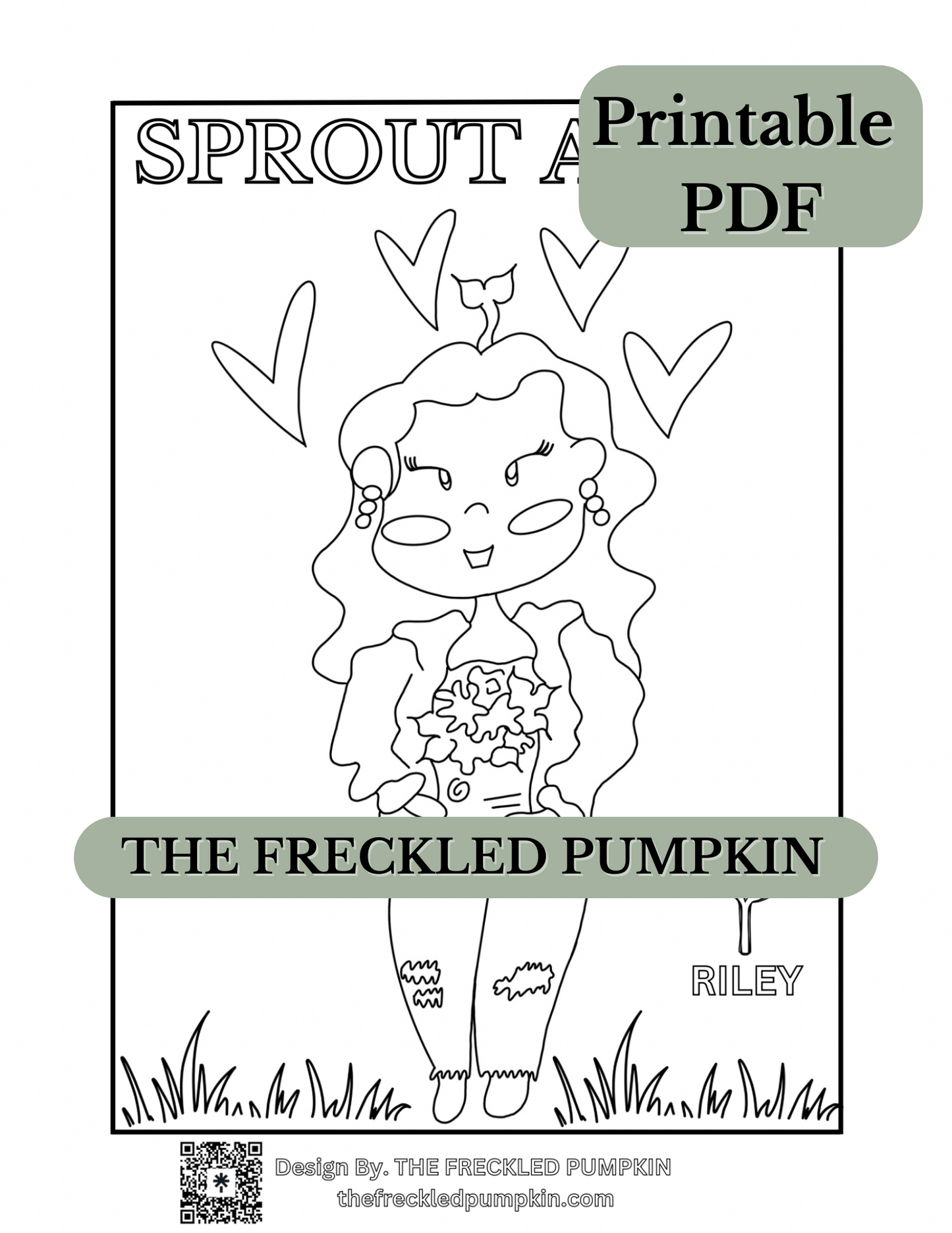 SPROUT ARMY RILEY Whimsical Sprout Coloring Page | Cozy Printable PDF | Cute Digital Download for Relaxation, Kids & Adults