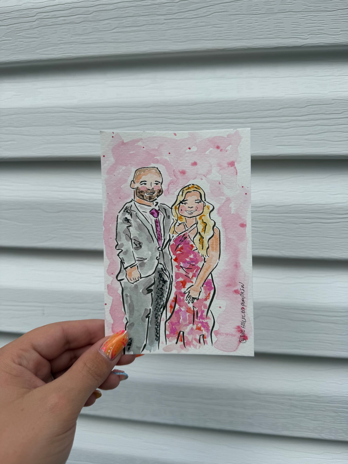 Classic Doodle 4x6 Watercolor Painted Card