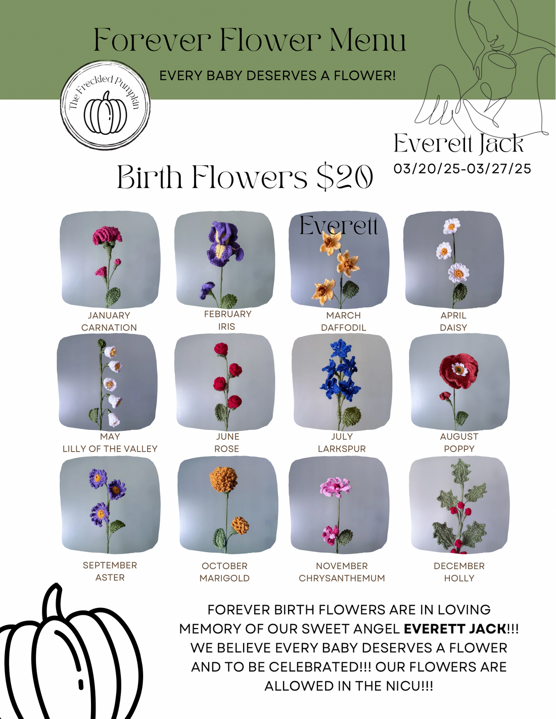 💐👼🏻FOREVER BIRTH FLOWER MENU👼🏻💐