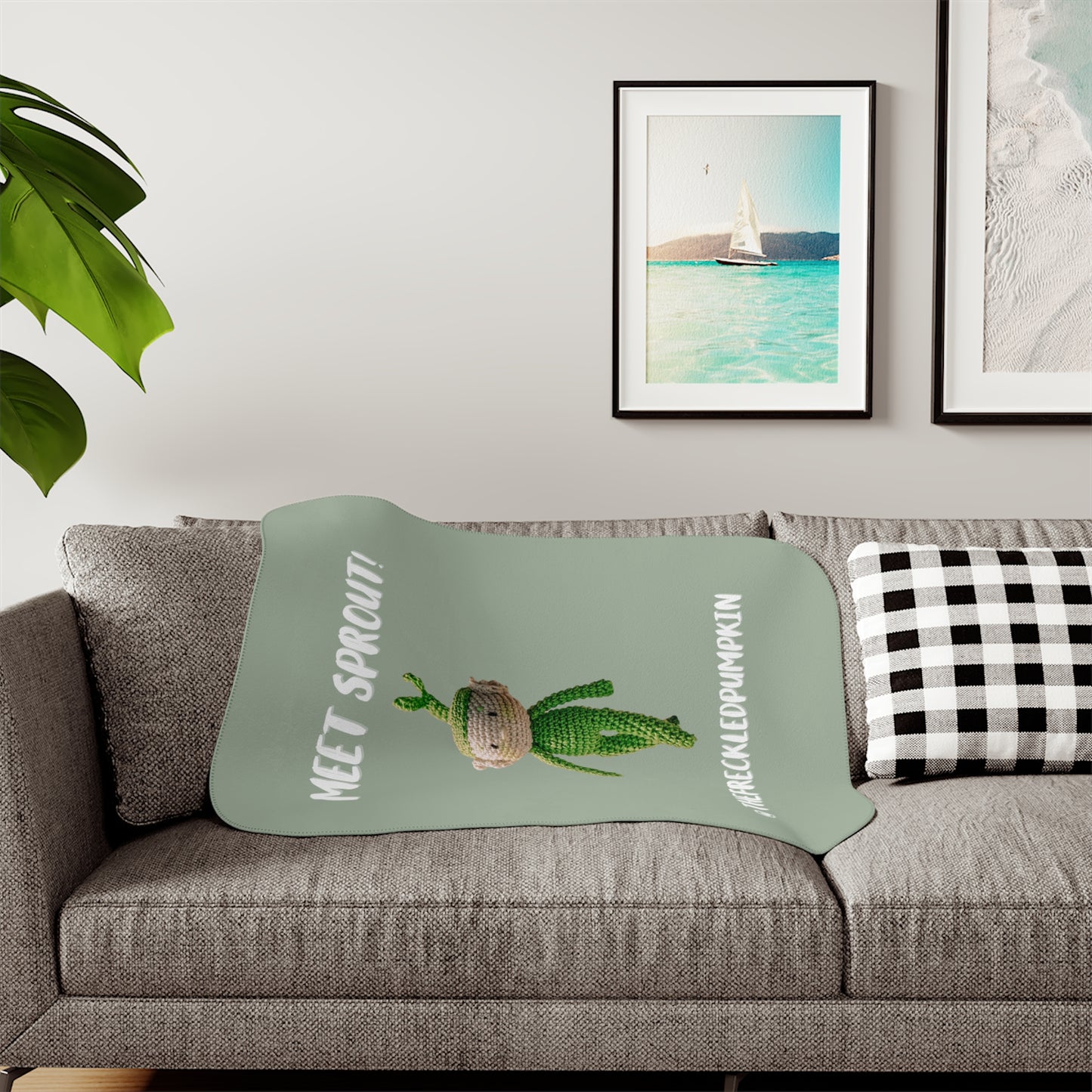 Cozy Sherpa Blanket, 🌱Sprout Army Design