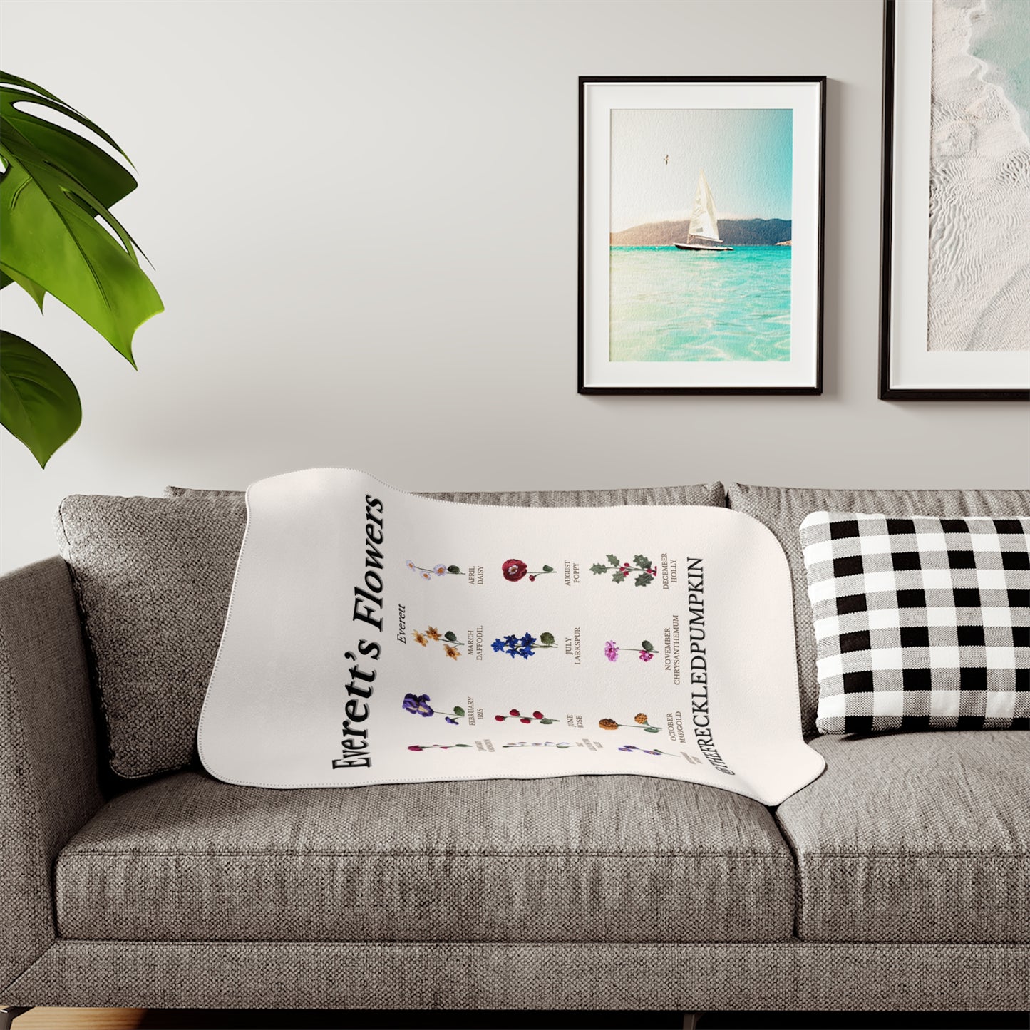 Cozy Floral Sherpa Blanket, Everetts Flowers Design