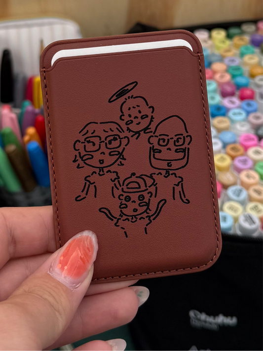Magnetic Card Holder Doodle Custom Engraved
