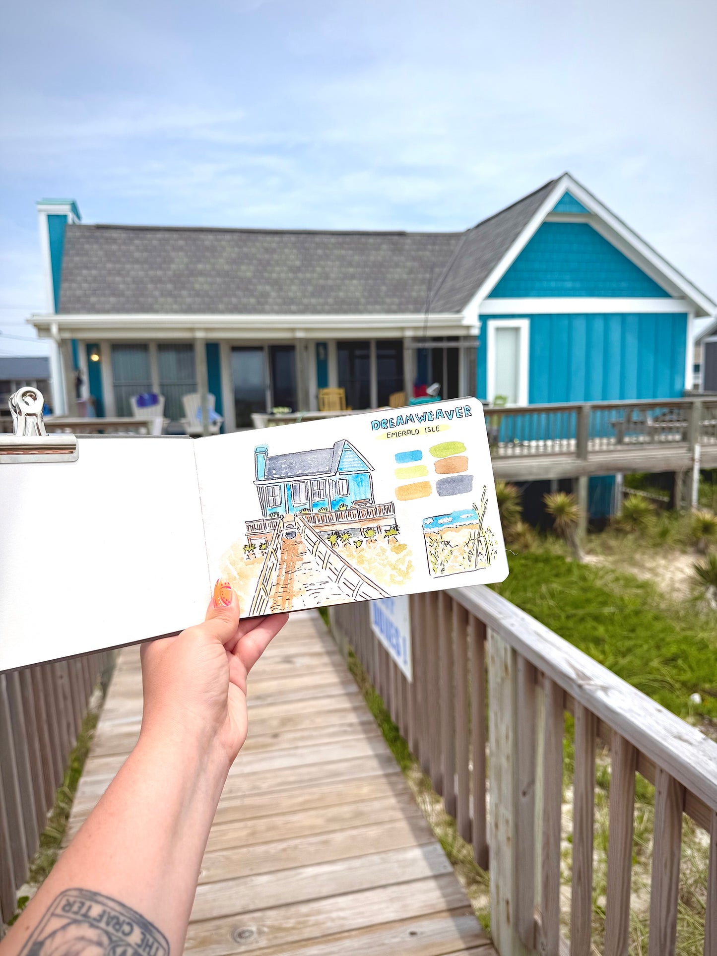 Vacation Home Doodle 4x6Watercolor Painted Memory