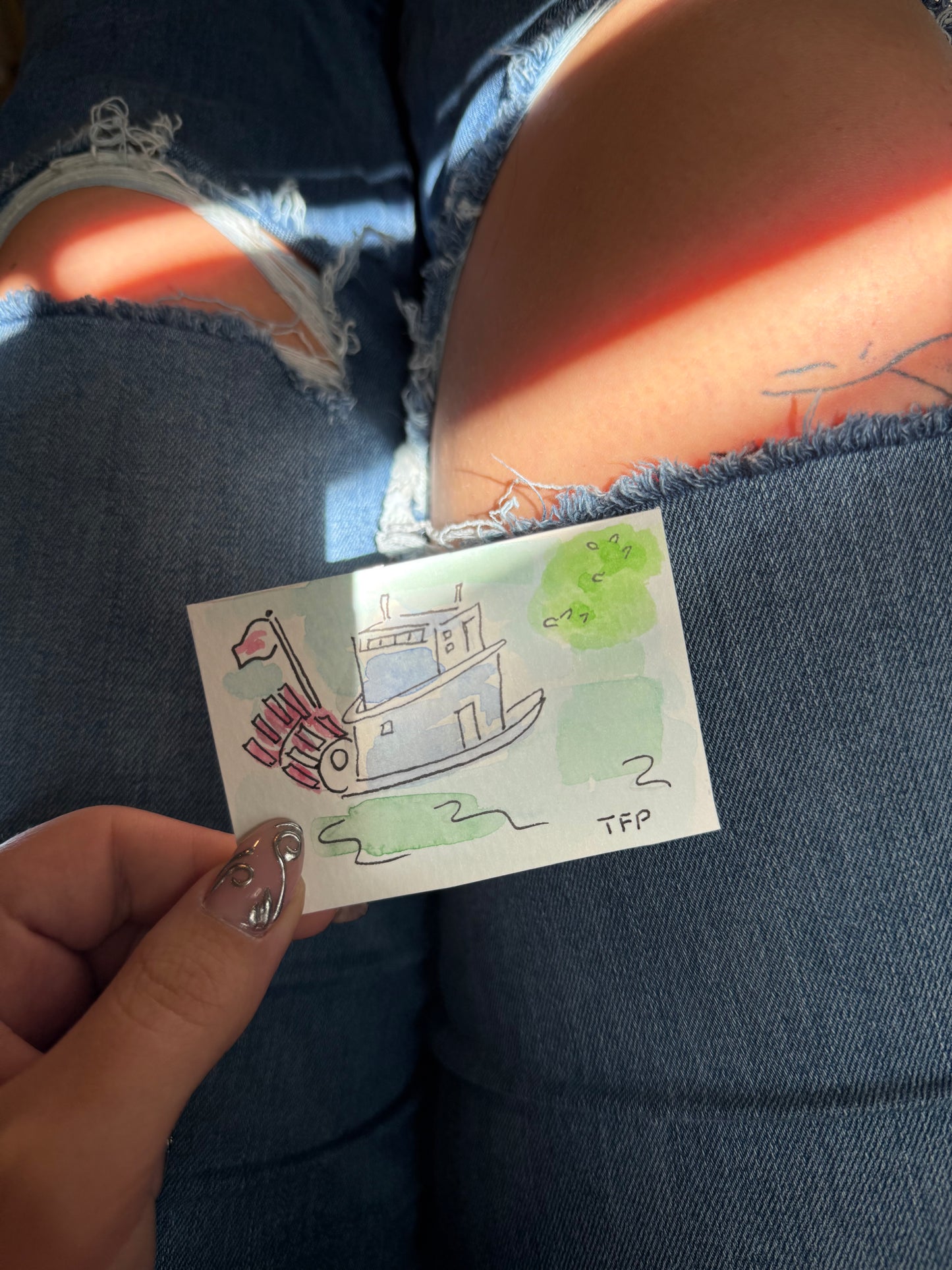 Sternwheeler Boat #11 Mini Watercolor Painting – 3.5x2.5 in Original Art