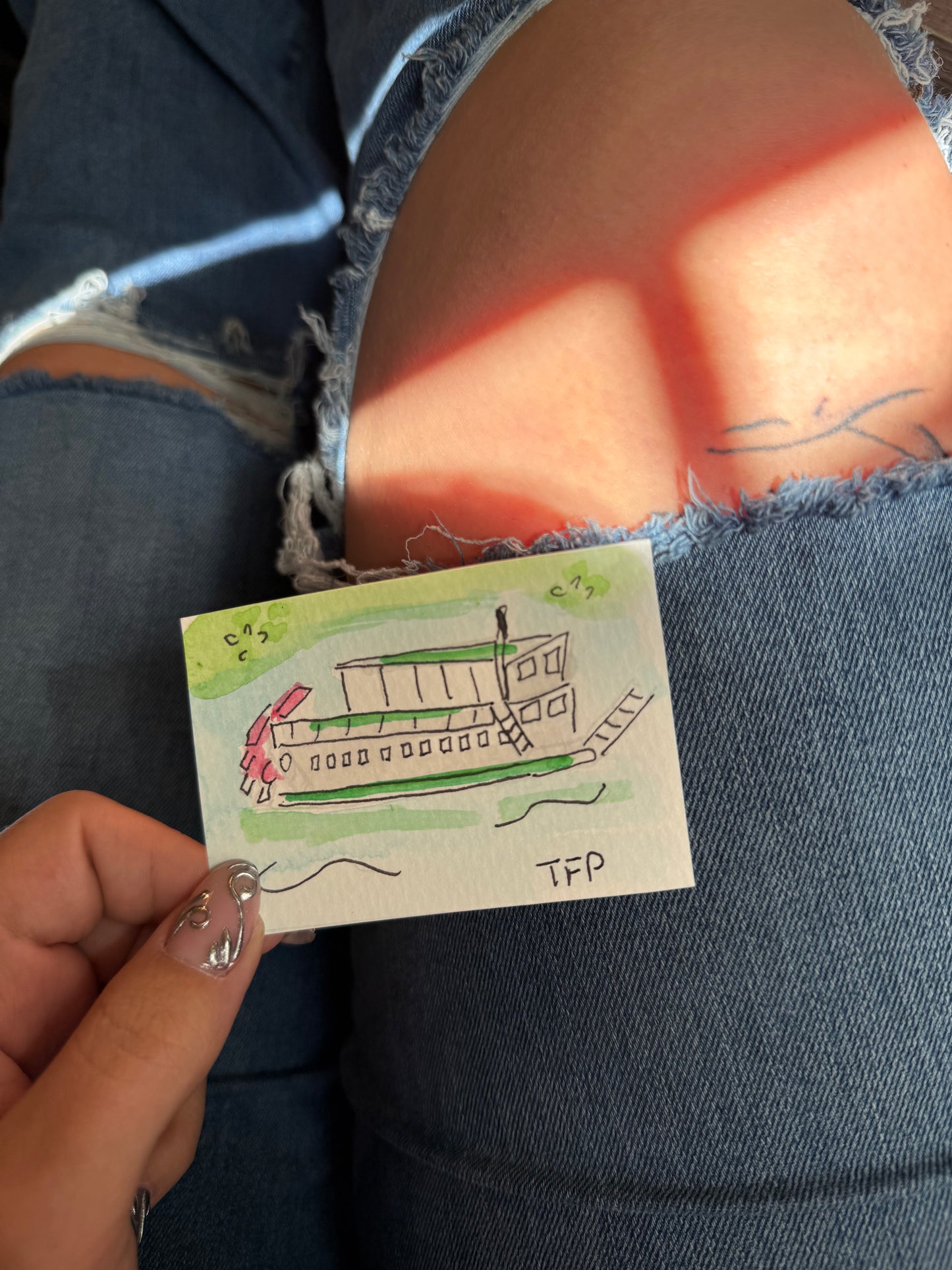 Sternwheeler Boat #23 Mini Watercolor Painting – 3.5x2.5 in Original Art