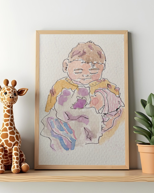 Signature Doodle 8x10 Watercolor Painted Memory