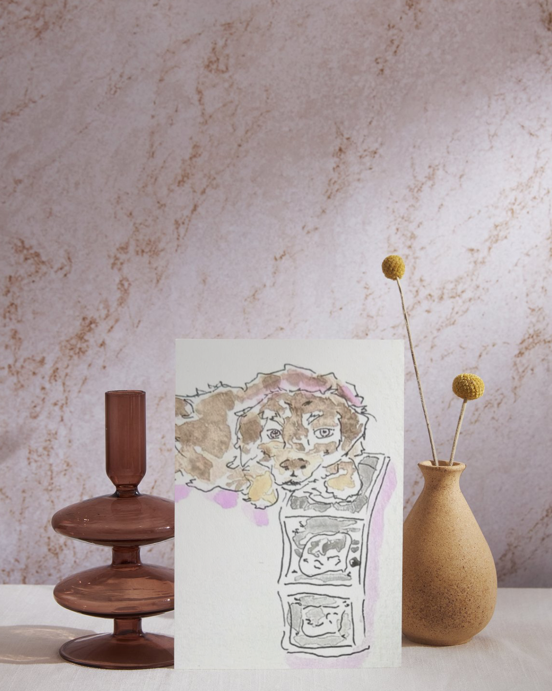 Dog Mama Watercolor Painted 4x6 Card