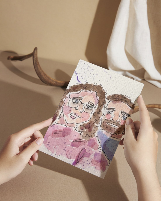 Classic Doodle 4x6 Watercolor Painted Card