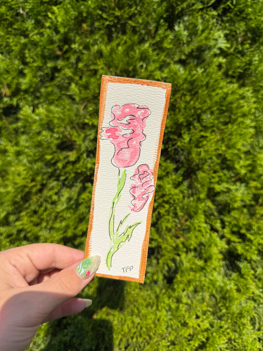 Rose Gold Boarder Whimsical Watercolor Bookmark