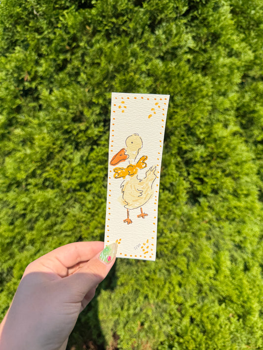 Yellow Duck Whimsical Watercolor Bookmark