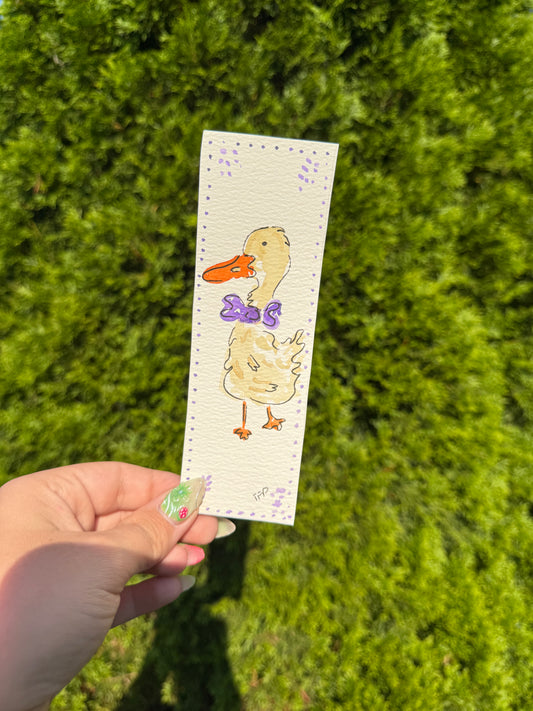 Purple Duck Whimsical Watercolor Bookmark