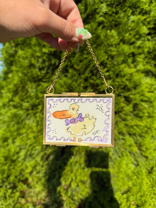 Purple Duck Stamp Framed Mini Watercolor Painting – 3.5x2.5 in Original Art