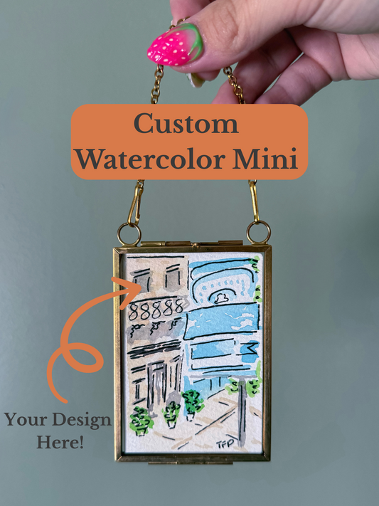 **Custom Framed** Mini Watercolor Painting – 3.5x2.5 in Original Art