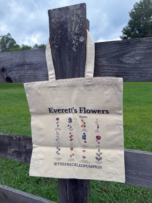 🍓Everett's Flowers Cotton Canvas Tote