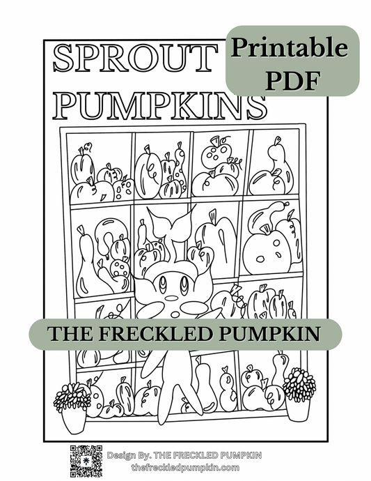 Sprout & Pumpkins Whimsical Sprout Coloring Page | Cozy Printable PDF | Cute Digital Download for Relaxation, Kids & Adults