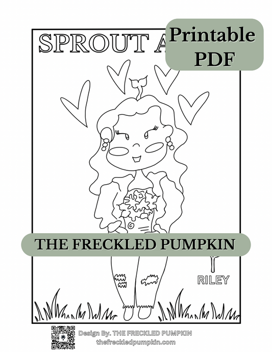 SPROUT ARMY RILEY Whimsical Sprout Coloring Page | Cozy Printable PDF | Cute Digital Download for Relaxation, Kids & Adults