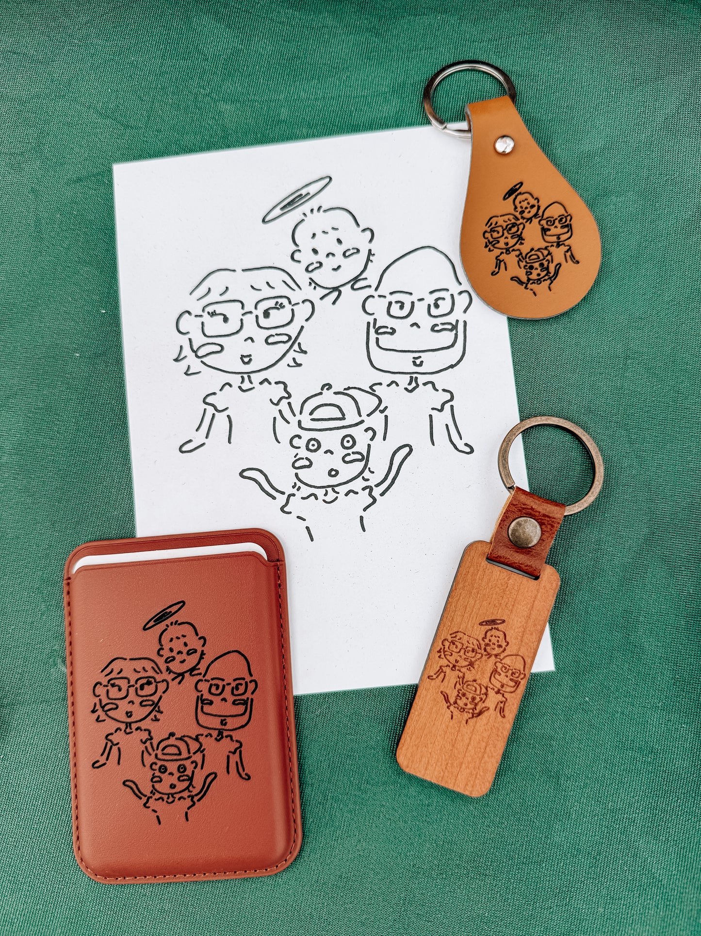 Magnetic Card Holder Doodle Custom Engraved