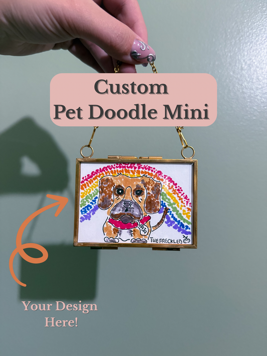 **Custom Framed** Mini Pet Doodle– 3.5x2.5 in Original Art