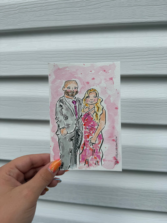 Classic Doodle 4x6 Watercolor Painted Card