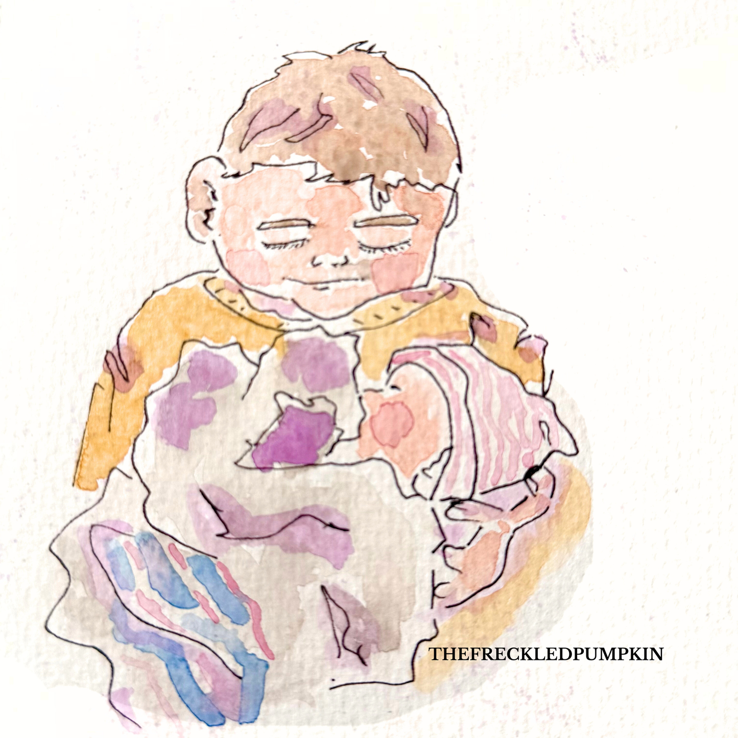 Pumpkin Seed Mini Keepsake 4x6 Watercolor Painted Card